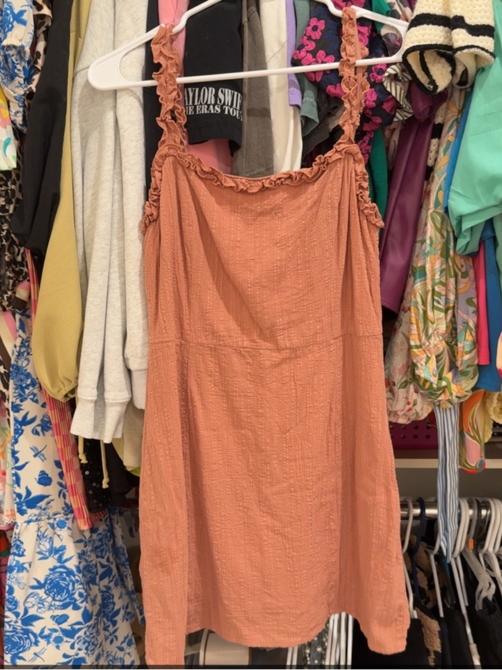 Sadie and Sage Rust Orange Ruffled-Strap Summer Dress
